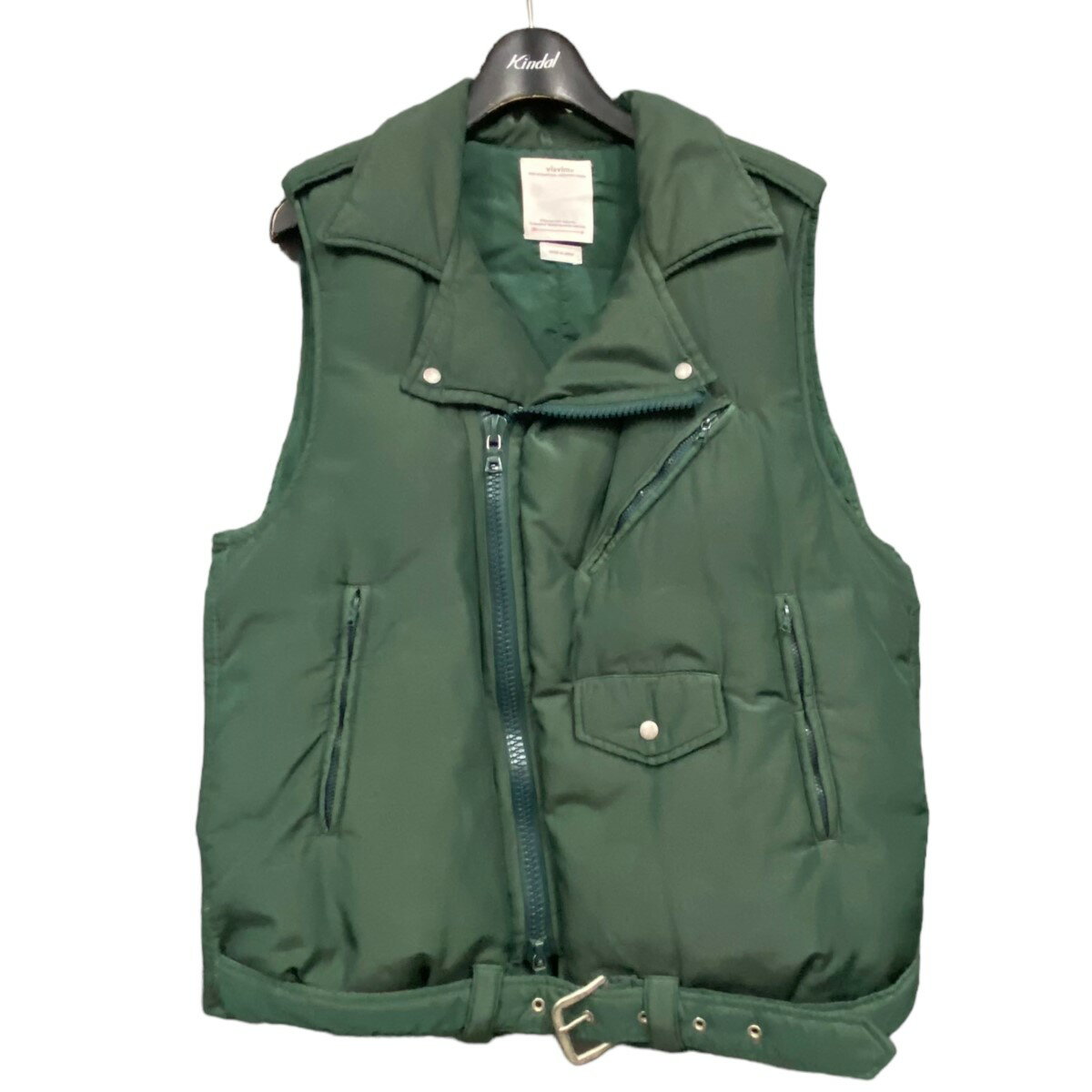 【中古】VISVIM　｢STRABLER DOWN VEST｣後染めナイロン中綿ベスト グリーン サイズ：1 【291123】（ビズビム）