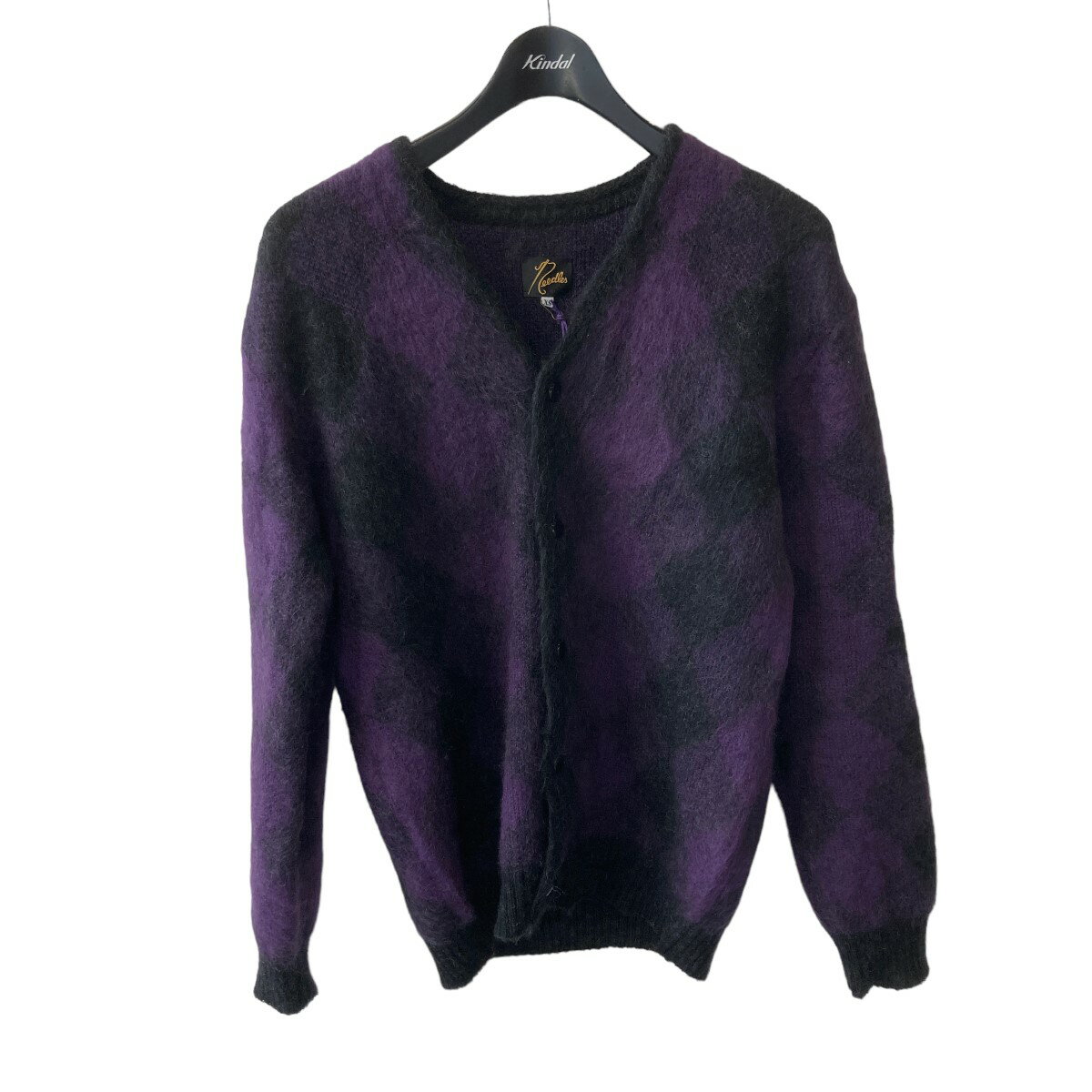 【中古】Needles　21AW Mohair Cardigan DIAMOND JO257 パープル×ブラック サイズ：XS 【091223】（ニードルス）