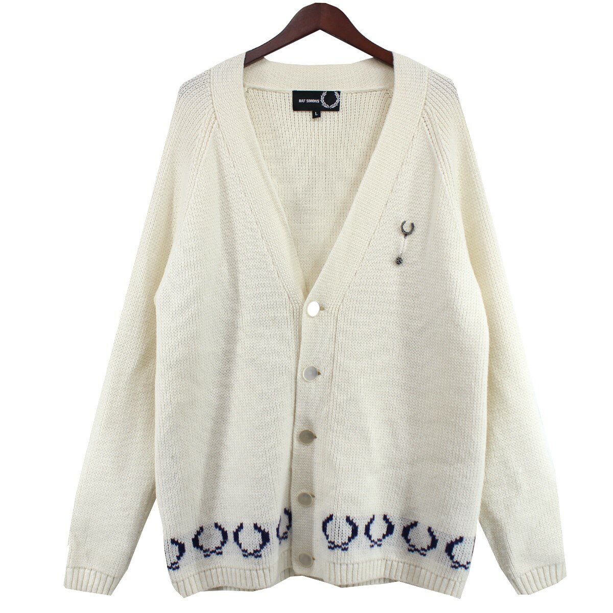 yÁzRAF SIMONS ~ FRED PERRYLAUREL WREATH CARDIGAN Light Ecru RS J[fBK ItzCg TCYFLyiz