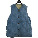 【中古】VISVIM｢KORA DOWN VEST SASHIKO｣刺し子リバーシブルダウンベスト カーキ×インディゴ サイズ：3【価格見直し】