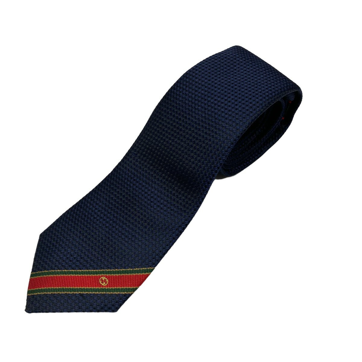 【中古】GUCCI　インターロッキング G ウェブ シルクネクタイ 643945 ネイビー 【141223】（グッチ）