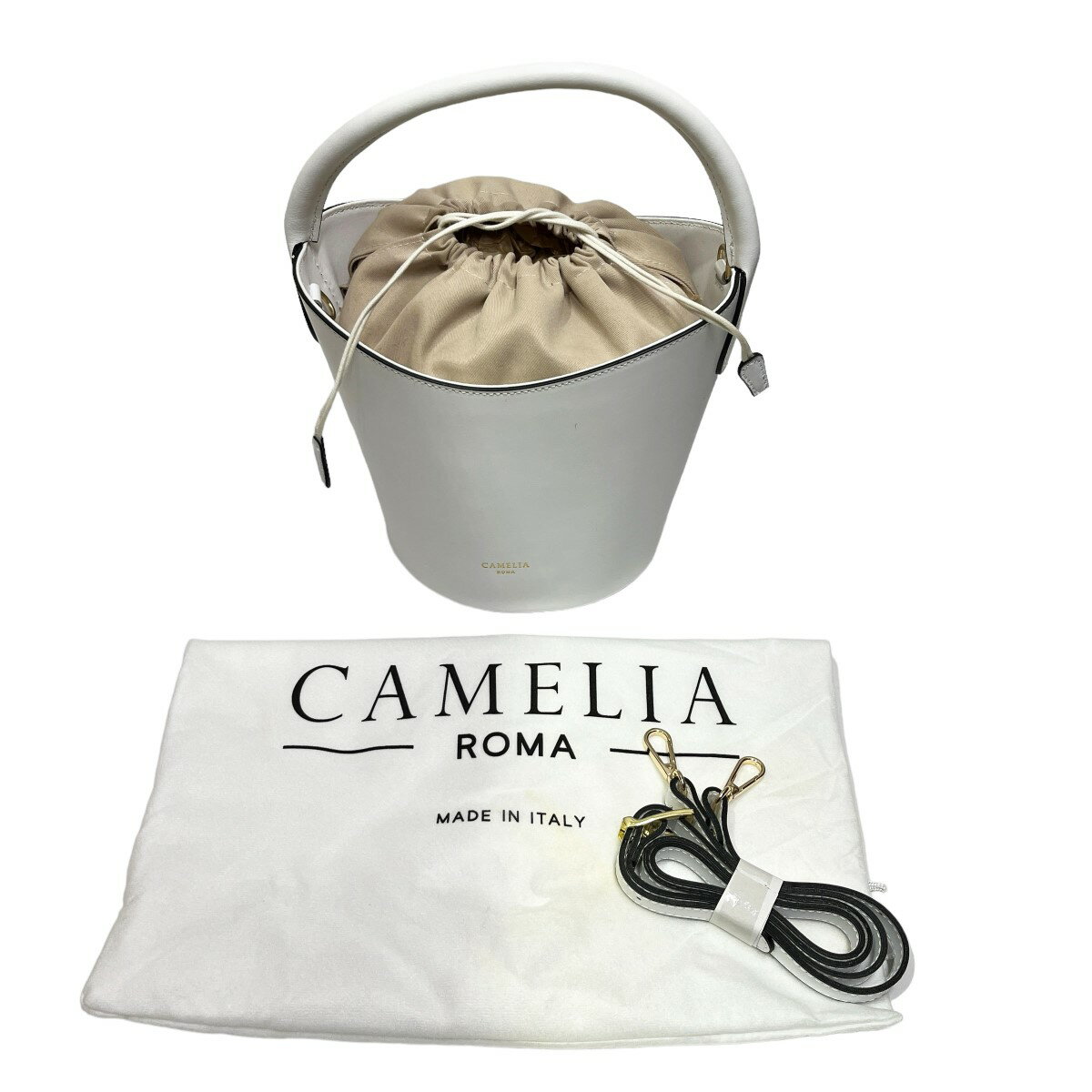 CAMELIA ROMA　LEATHER BUCKET BAG ホワイト （カメリアローマ）