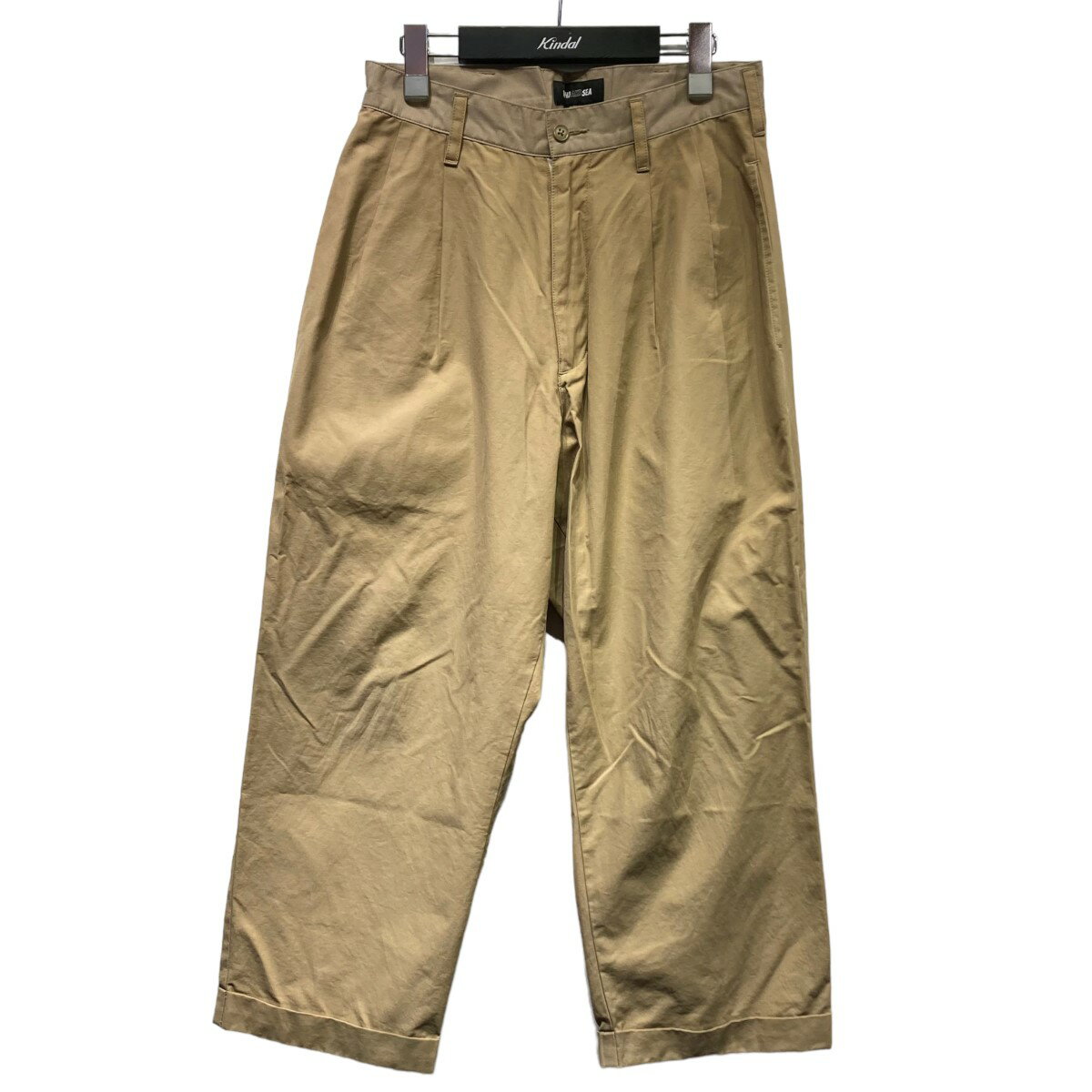 【中古】WIND AND SEAWDS TUCK TROUSERS　タックパンツ　WDS-20S-PT-05 ベージュ サイズ：S【価格見直し】