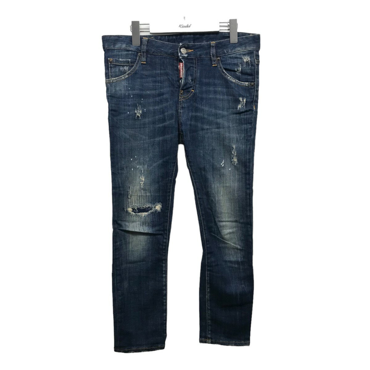 【中古】DSQUARED2　クラッシュ・ダメージ加工デニムパンツ インディゴ サイズ：38 【100124】（ディースクエアード）