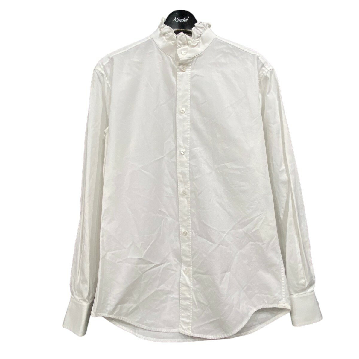 【中古】CELINE　21AW ｢Classic Shirt Cotton Poplin｣クラシックフリルシャツ ホワイト サイズ：37 【120124】（セリーヌ）