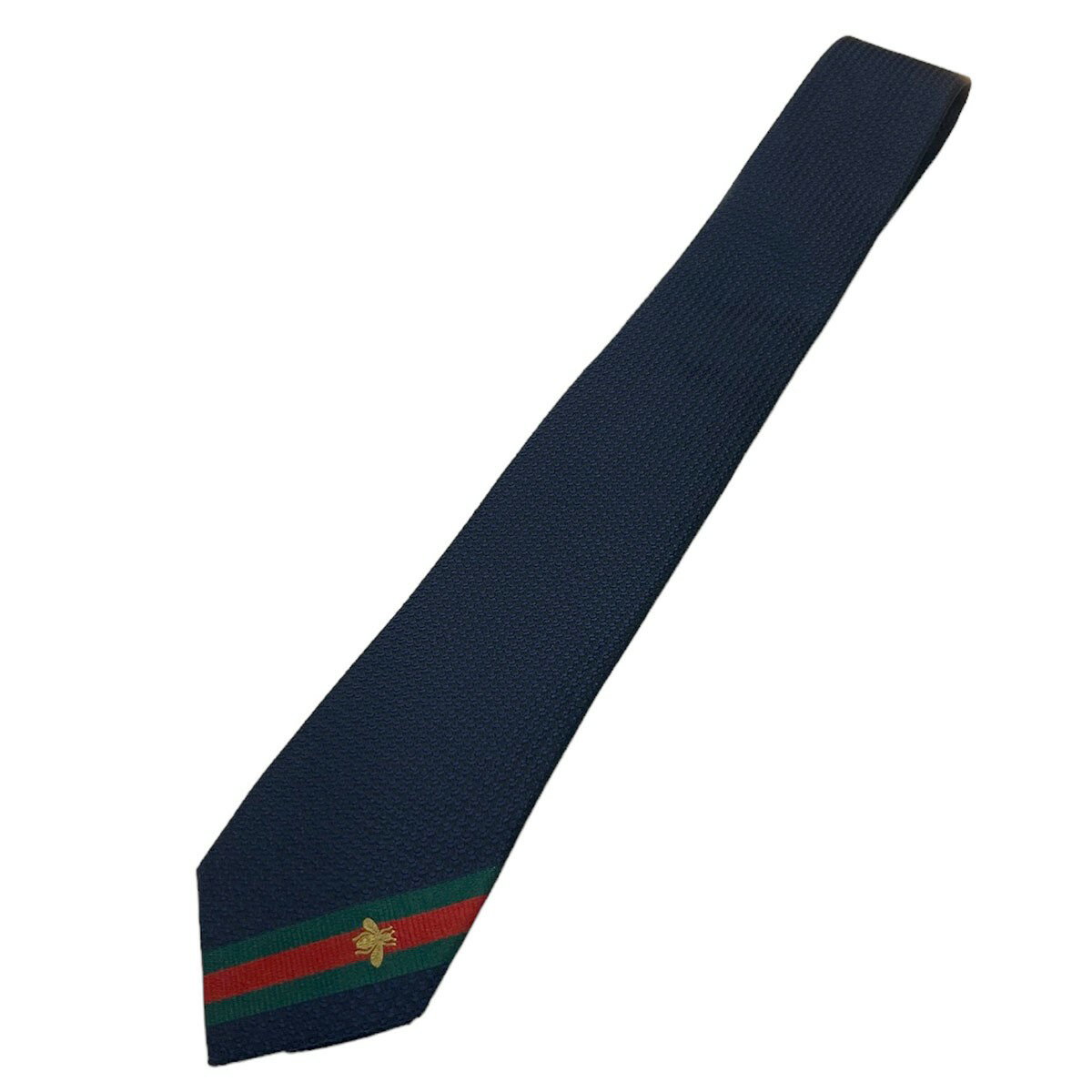 【中古】GUCCI　シルクネクタイ ネイビー 【210124】（グッチ）