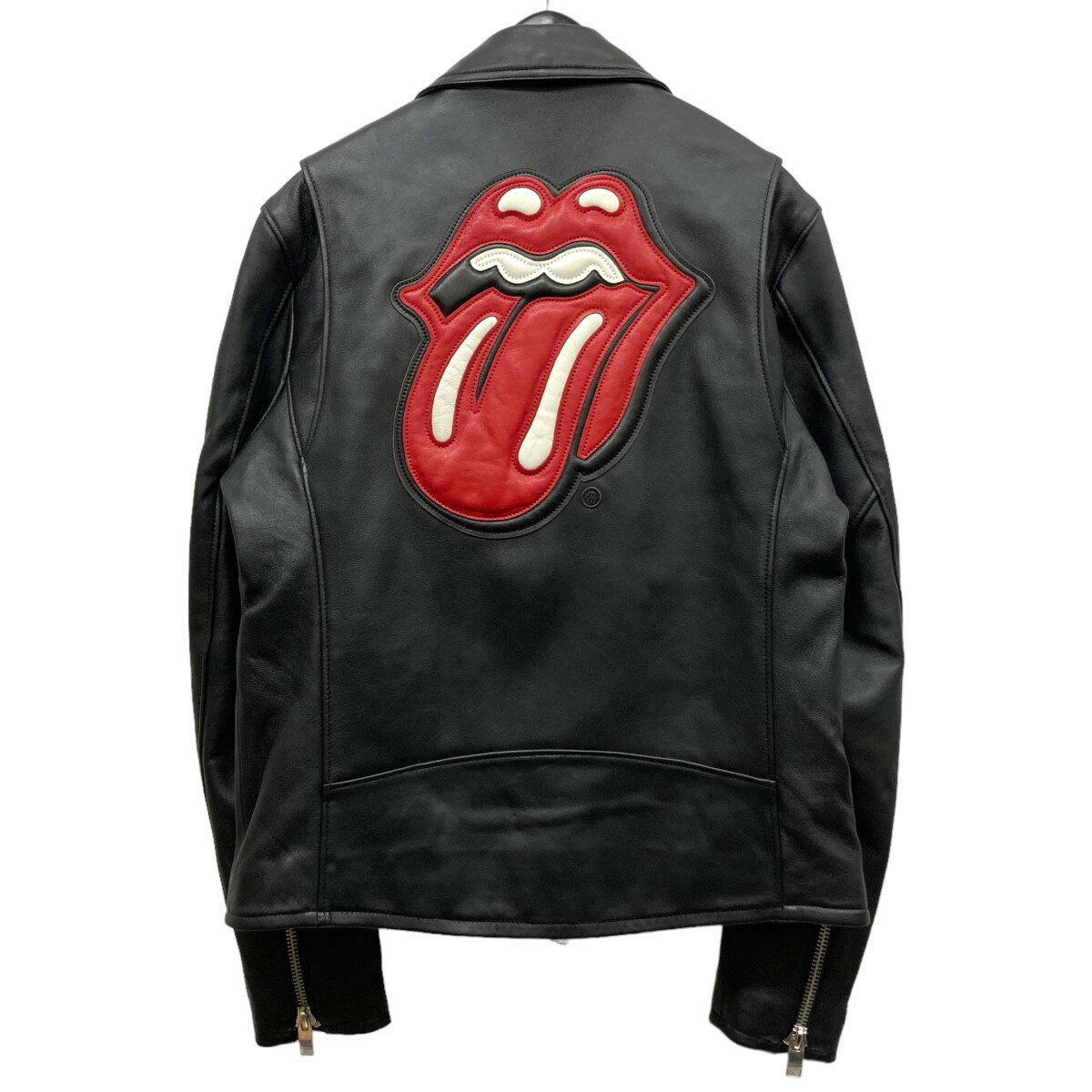 【中古】JACKROSE × The Rolling Stones　リップアンドタンレザーライダースジャケット 270709 ブラック サイズ：4 【240124】（ジャックローズ × ザローリングストーンズ）