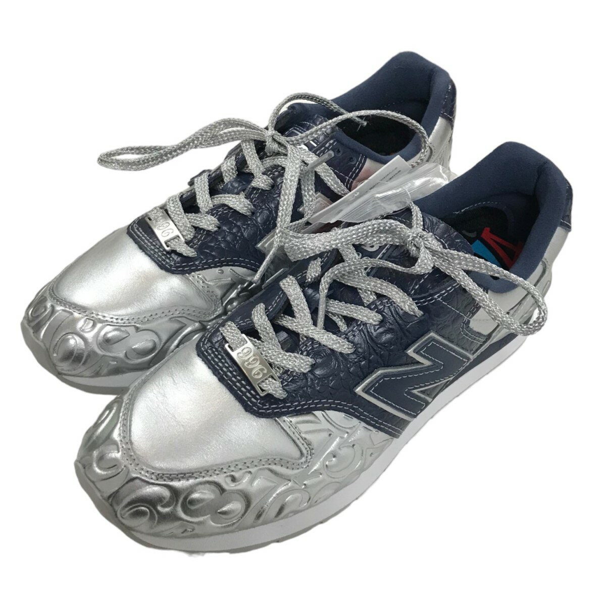 【中古】NEW BALANCE×FRANCK MULLER　「CM996FMS」スニーカー シルバー×ネイビー サイズ：26cm 【280124】（ニューバランス×フランクミュラー）