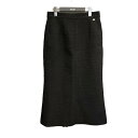 【中古】CHANEL プリーツデザインスカート ブラック サイズ:42 【010224】(シャネル)