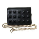 【中古】ALL SAINTS HONORE STUDDED LEATHER CARDHOLDER カードホルダー WR536X ブラック 【020224】（オールセインツ）