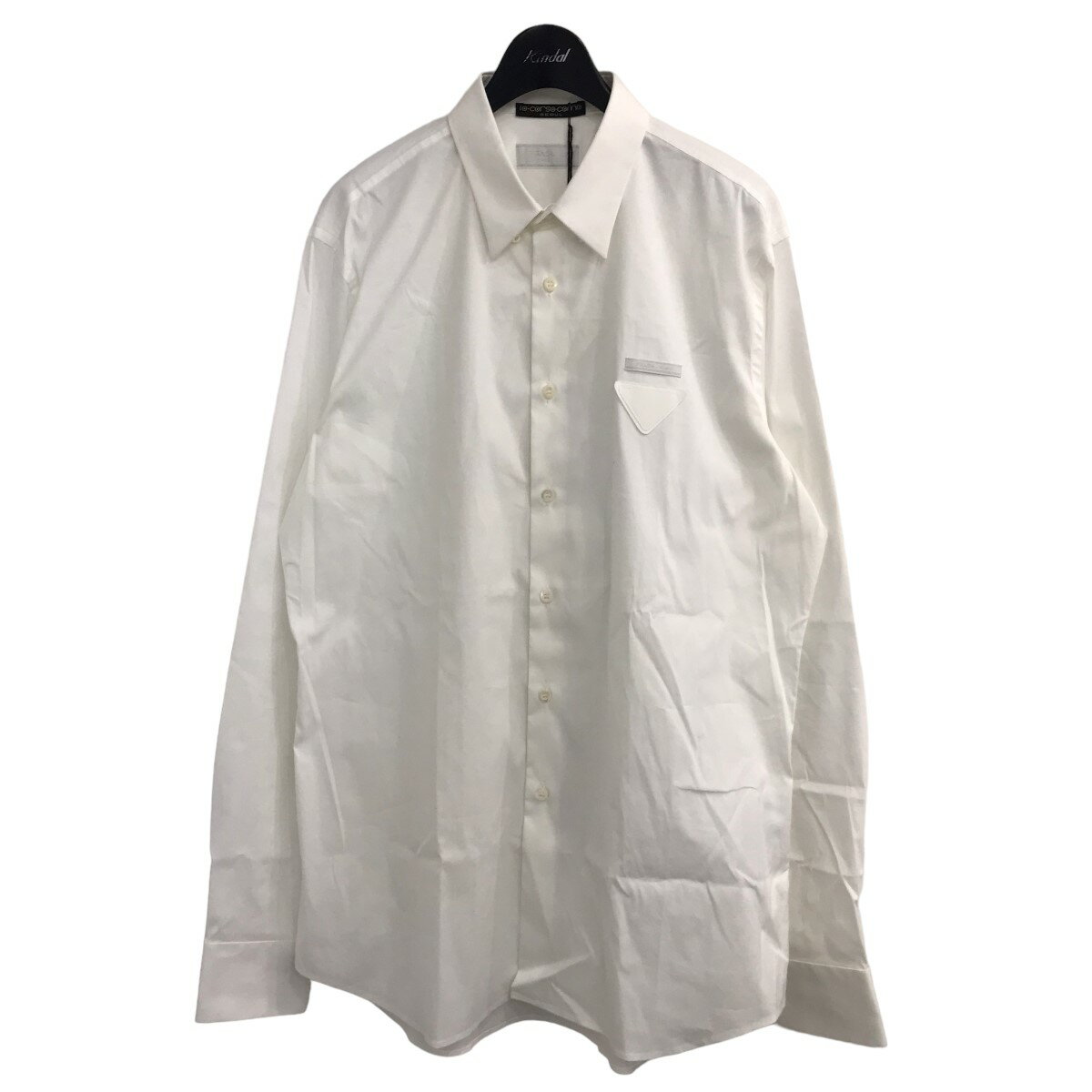 PRADAトライアングルパッチポプリンシャツ ホワイト サイズ：41