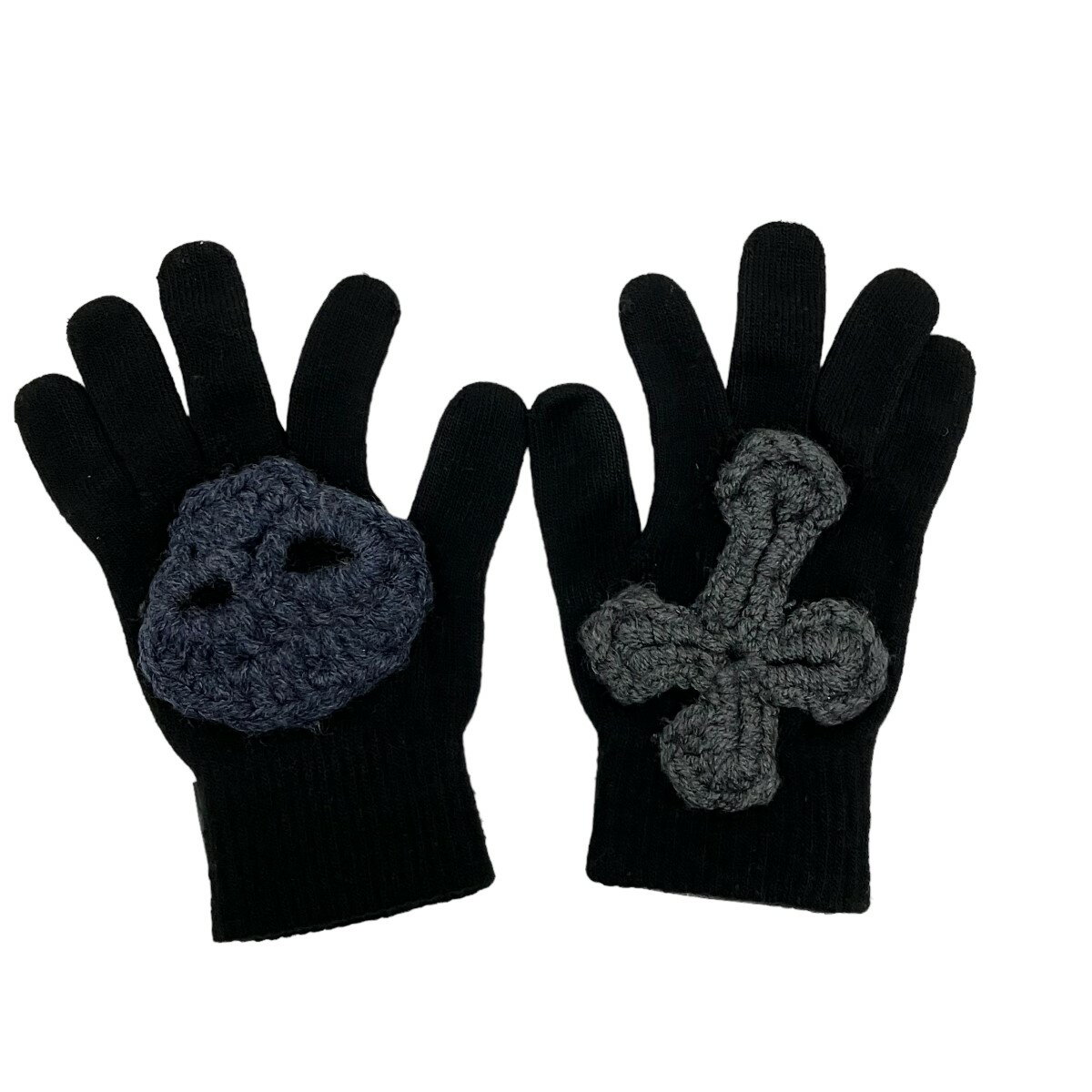 【中古】SYUMAN×Y．A．R．N 23AW ニットグローブ ｢Hand knitting Gloves｣ 手袋 ブラック 【050224】（シュウマン×ヤーン）