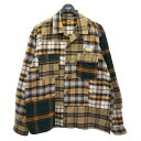 【中古】HUMAN MADE23AW CRAZY CHECK　クレイジーパターンチェックフランネルシャツ ブラウン×グリーン等 サイズ：L【価格見直し】