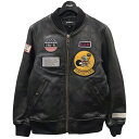 【中古】AVIREX 加工レザージャケット AGED LEATHER BLOUSON TOMCATTERS ブラック サイズ：M 【150224】（アビレックス）