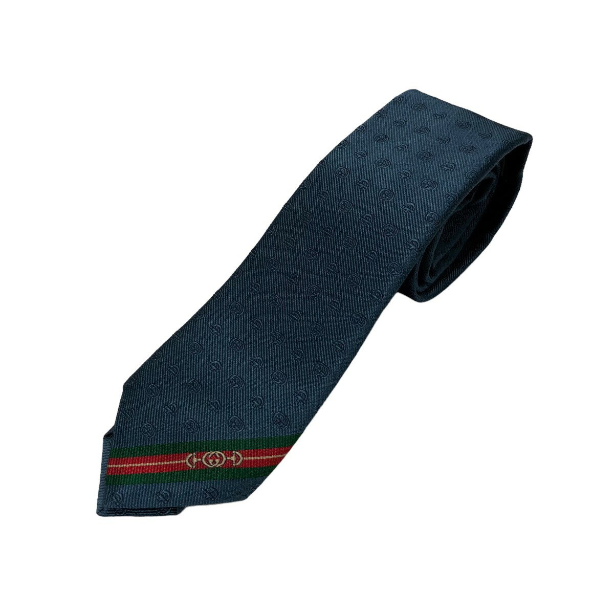 【中古】GUCCI　ウェブストライプ インターロッキング Gホースビット 624057 ブルー 【190224】（グッチ）