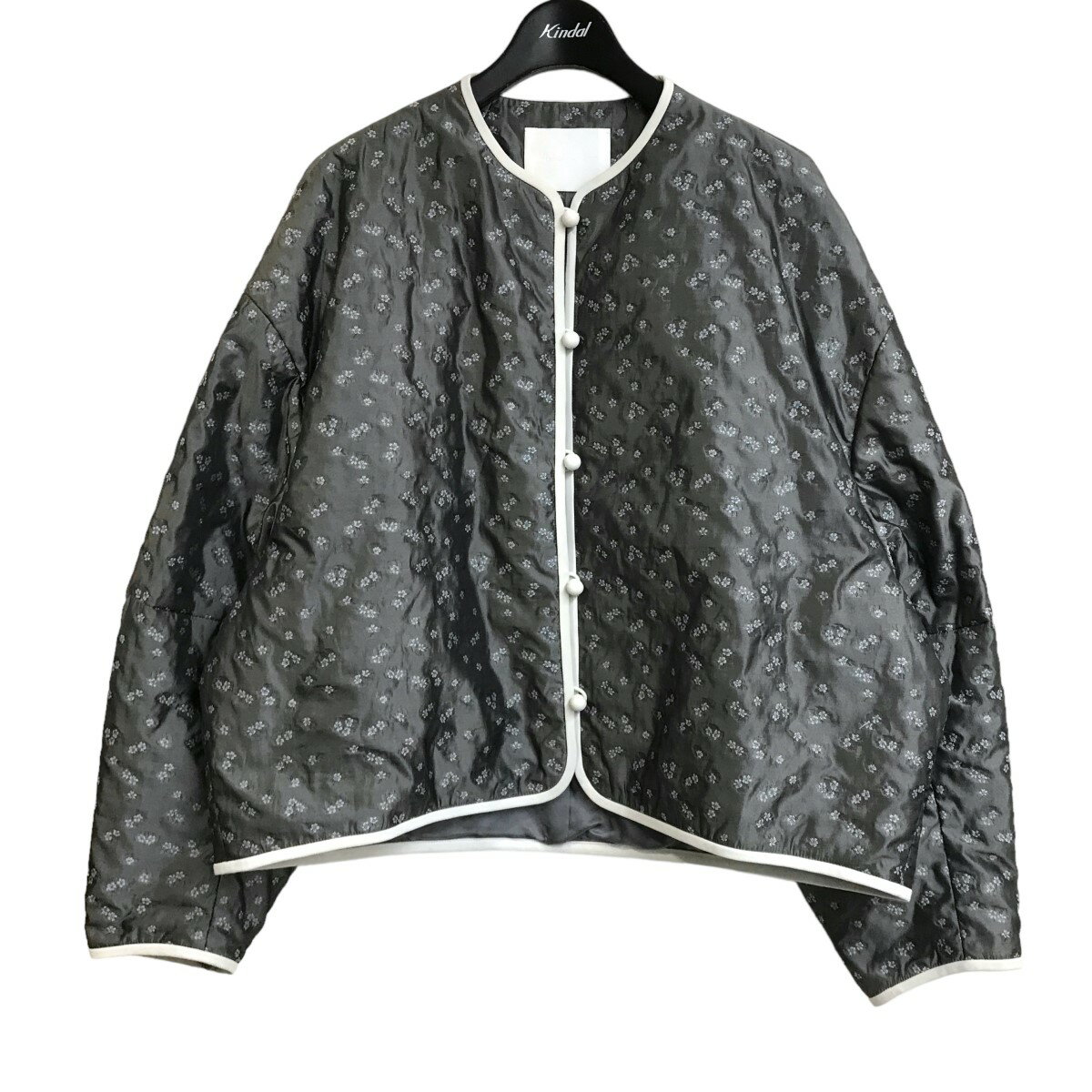 【中古】mame kurogouchi　「Osmanthus Motif Jacquard Jacket」金木犀ジャガードジャケット グレー サイズ：2 【190224】（マメクロゴウチ）