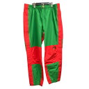 【中古】GUCCI×THE NORTH FACEツートンカラーナイロンパンツ グリーン×レッド サイズ：XXL【価格見直し】