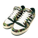 【中古】adidas×A BATHING APE　Forum 84 Low 30th Anniversary スニーカー ID4771 グリーン×ホワイト サイズ：27．5cm 【210224】（アディダス×ア・ベイシング・エイプ）