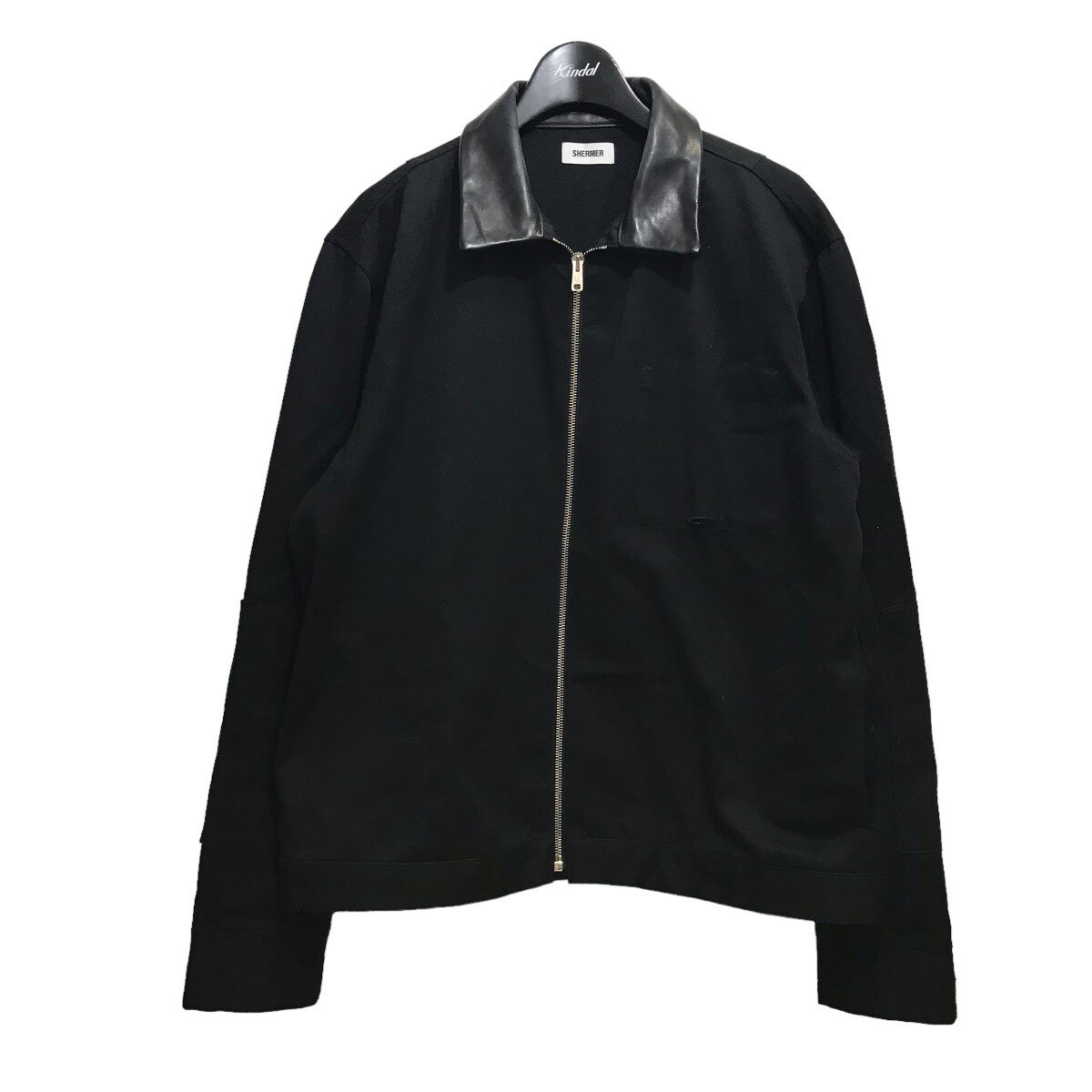 SHERMER23FW｢Officer Jacket｣レザーカラーオフィサージャケット ブラック サイズ：1