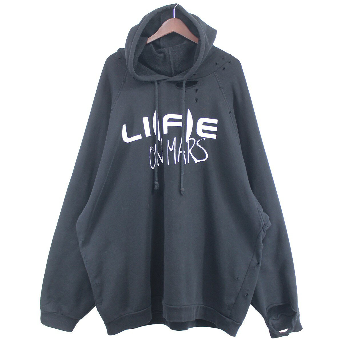 【中古】RAF SIMONS 20AW Oversized printed hoodie Life On Mars パーカー ブラック サイズ：S(オーバーサイズ) 【250224】（ラフシモンズ）