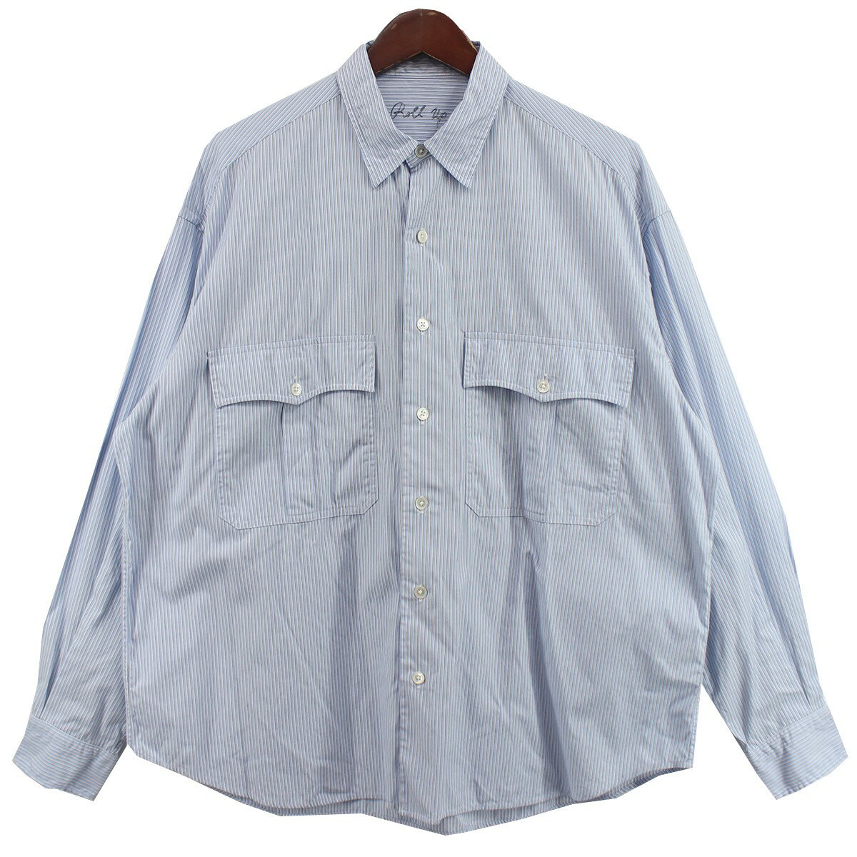 【中古】Porter Classic ROLL UP STRIPE SHIRT ロールアップシャツ ストライプ ブルー サイズ：S 【280224】（ポータークラシック）