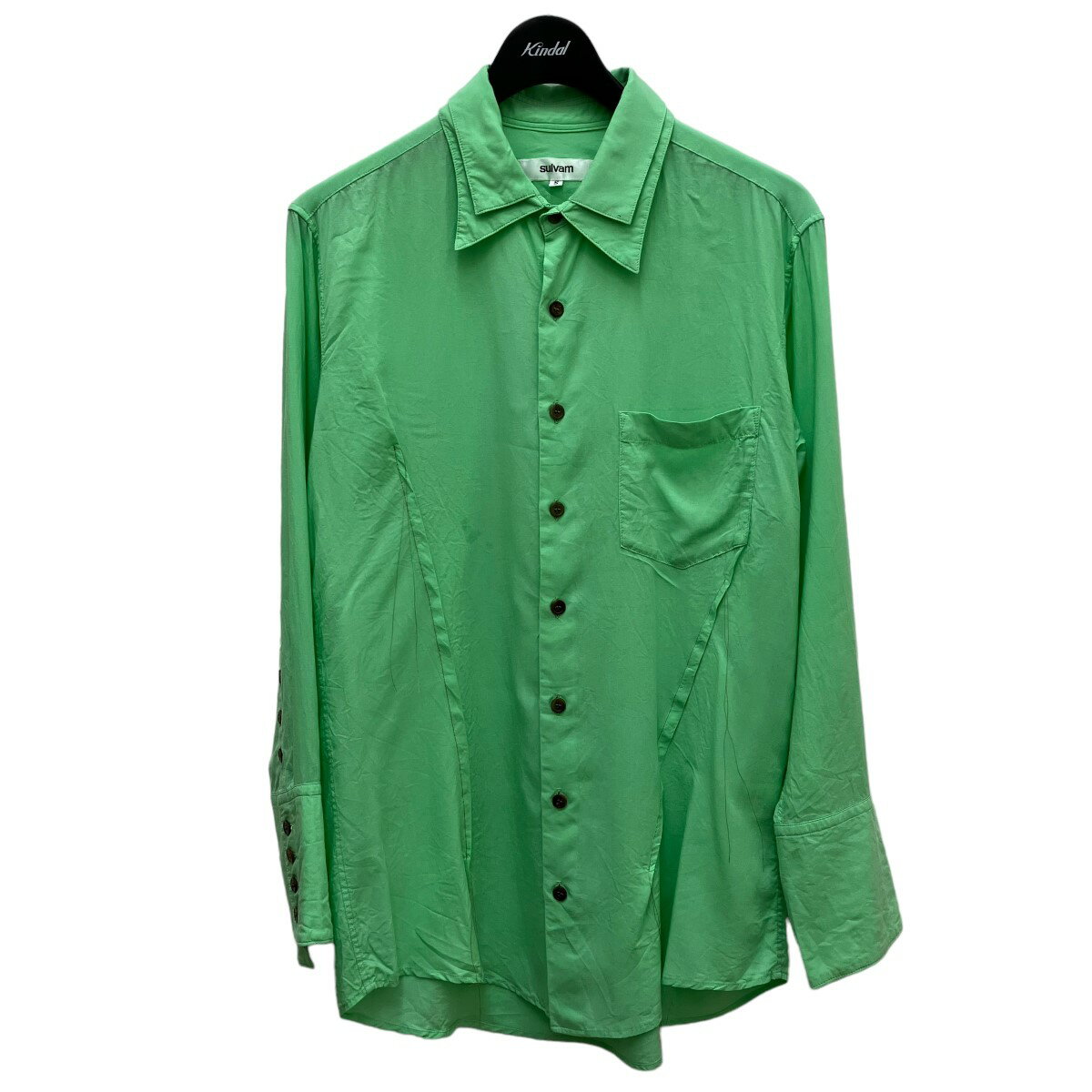 【中古】sulvam　DOUBLE COLLAR SHIRT　SLB04010 黄緑 サイズ：S 【290224】（サルバム）