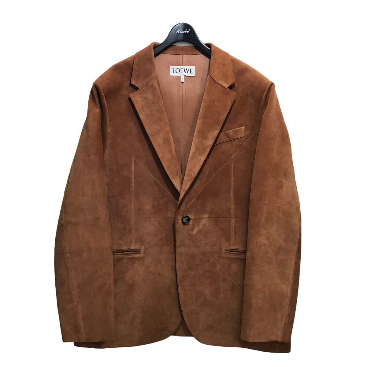 【中古】LOEWE23AW パズルレザージャケット H526Y19LA8 ブラウン サイズ：52【価格見直し】