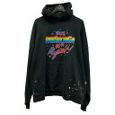 【中古】BALENCIAGA 22AW｢90／10 hoodie｣ ダメージ加工プリントパーカー 674986 ブラック サイズ：2 【290224】（バレンシアガ）