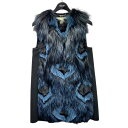 【中古】FENDIfox fur and cashmere vest ファーベスト FF8180 ブラック×ブルー サイズ:IT:38【価格見直し】
