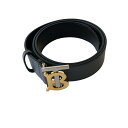 【中古】BURBERRY　Tempest Grey TB Monogram Leather Belt グレーxブラック サイズ：34x35 【030324】（バーバリー）