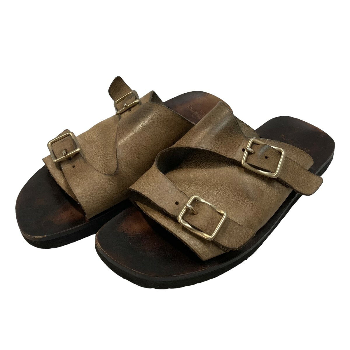 The Ruttshoes％Co．DINAH Double Monk Sandals レザーサンダル ブラウン サイズ：8（27．0cm）