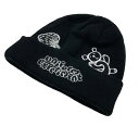 【中古】UNIFORM EXPERIMENT2023AW「INSANE KNIT CAP」 刺繍ロゴ入りニットキャップ ブラック【価格見直し】