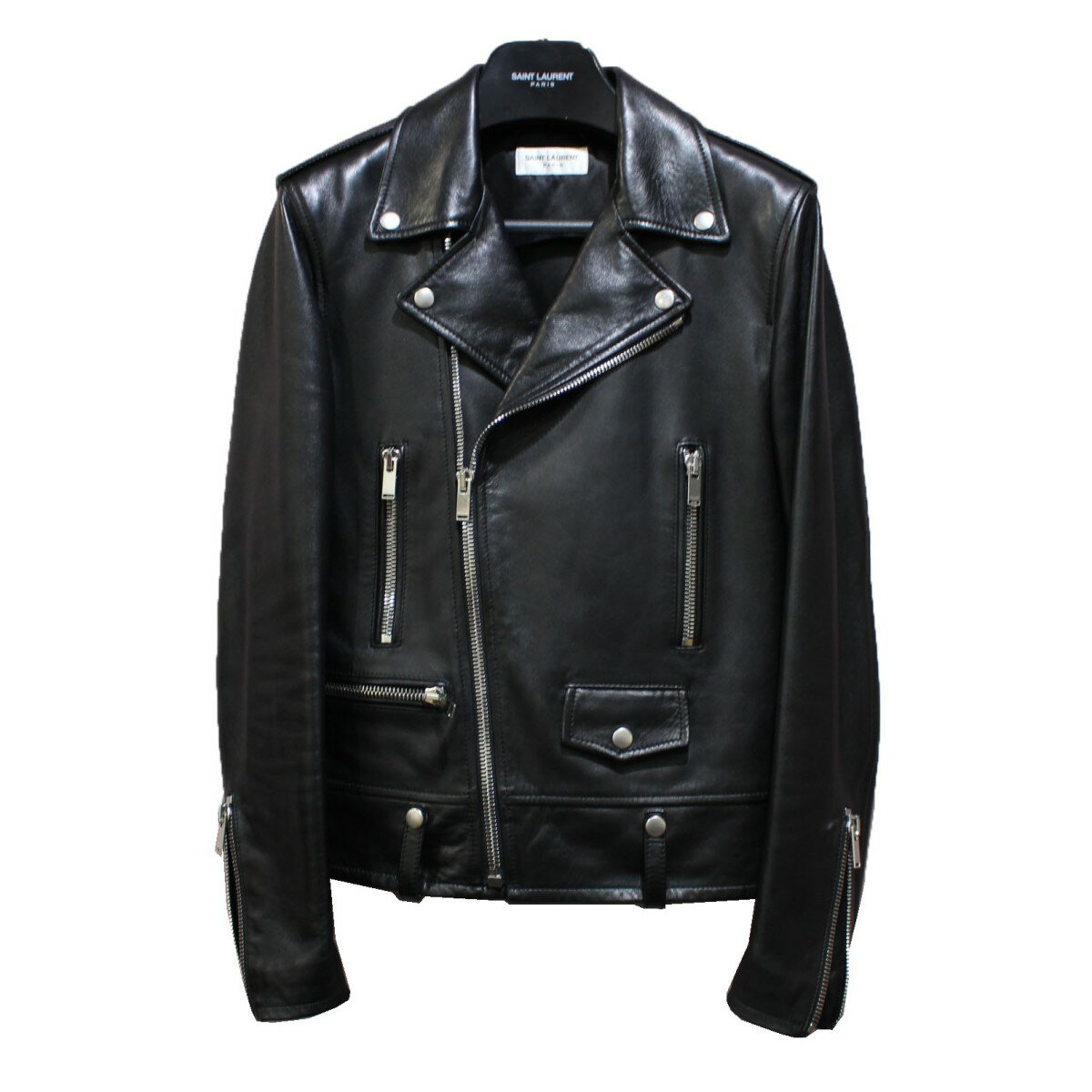 【中古】SAINT LAURENT PARIS　L01 クラシックモーターサイクルジャケット レザー ライダースジャケット ブラック サイズ：44 【170324】（サンローランパリ）