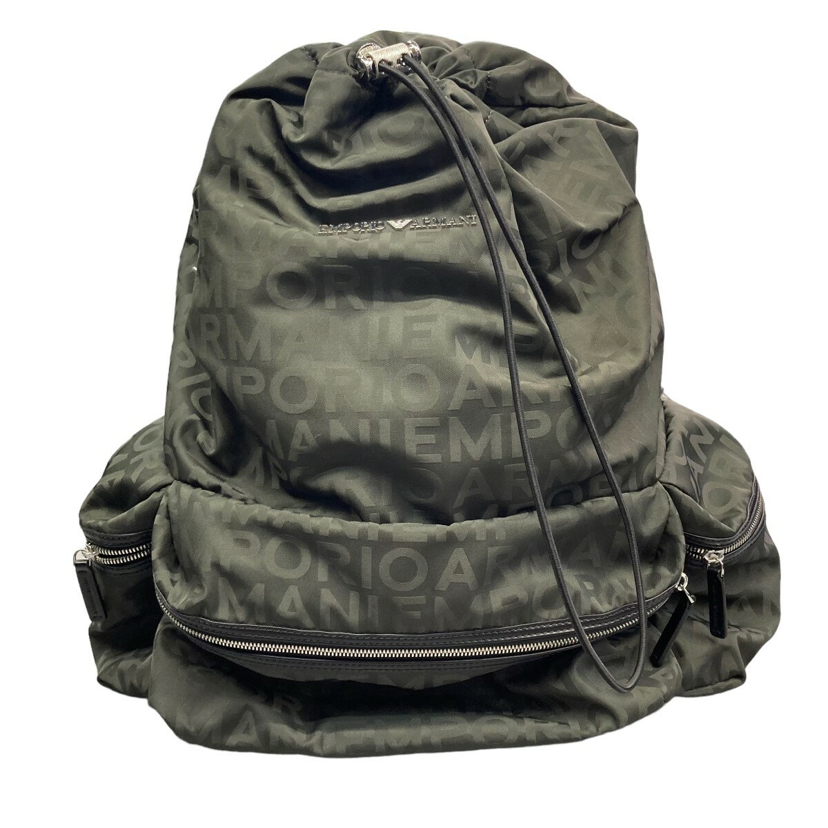 【中古】EMPORIO ARMANI　「BACK PACK TRANSITIONAL ALLOVER」 デザインバックパック オリーブ サイズ：- 【170324】（エンポリオアルマーニ）