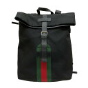 【中古】GUCCIテクノキャンバスバックパック 337075 シェリーライン ブラック【価格見直し】
