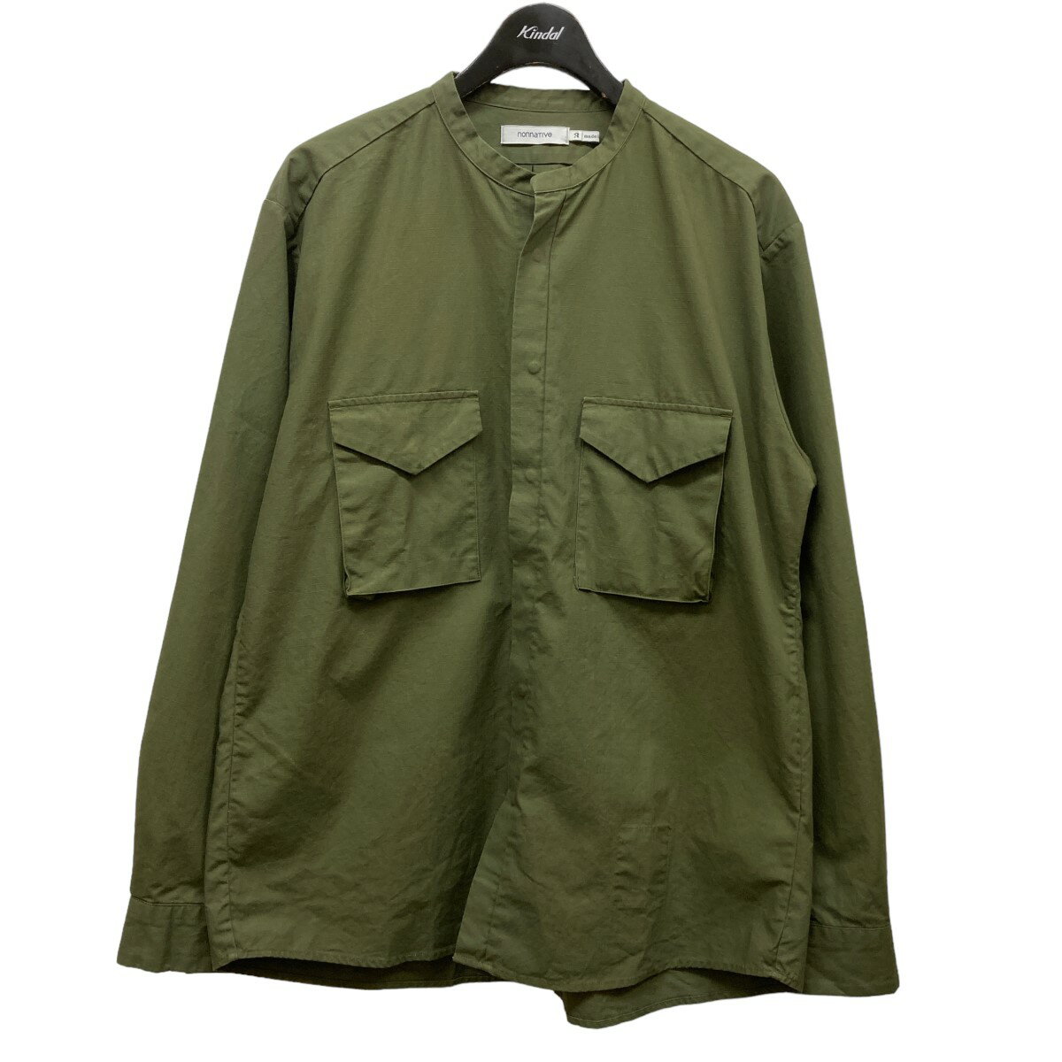 nonnative　24SS ｢TROOPER L／S SHIRT COTTON RIPSTOP｣ ノーカラーシャツ オリーブ サイズ：3 （ノンネイティブ）