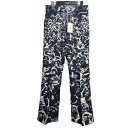 【中古】DAIRIKU　2023SS ｢WOODSTOCK FLARE PRESSED PANTS｣ 総柄フレアパンツ ネイビー サイズ：27インチ 【250324】（ダイリク）