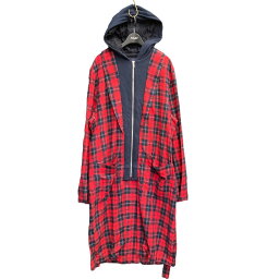 【中古】JohnUNDERCOVER　2019AW フードロングシャツ レッド サイズ：3 【270324】（ジョンアンダーカバー）