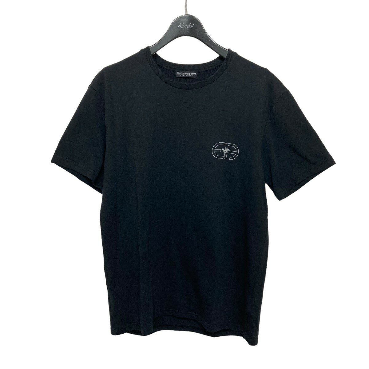 【中古】EMPORIO ARMANI　ワンポイントプリントTシャツ ブラック サイズ：L 【280324】（エンポリオアルマーニ）