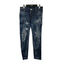 【中古】DSQUARED2　Medium Waist Cropped Skinny Jeans クラッシュ加工デニムパンツ インディゴ サイズ：38 【280324】（ディースクエアード）