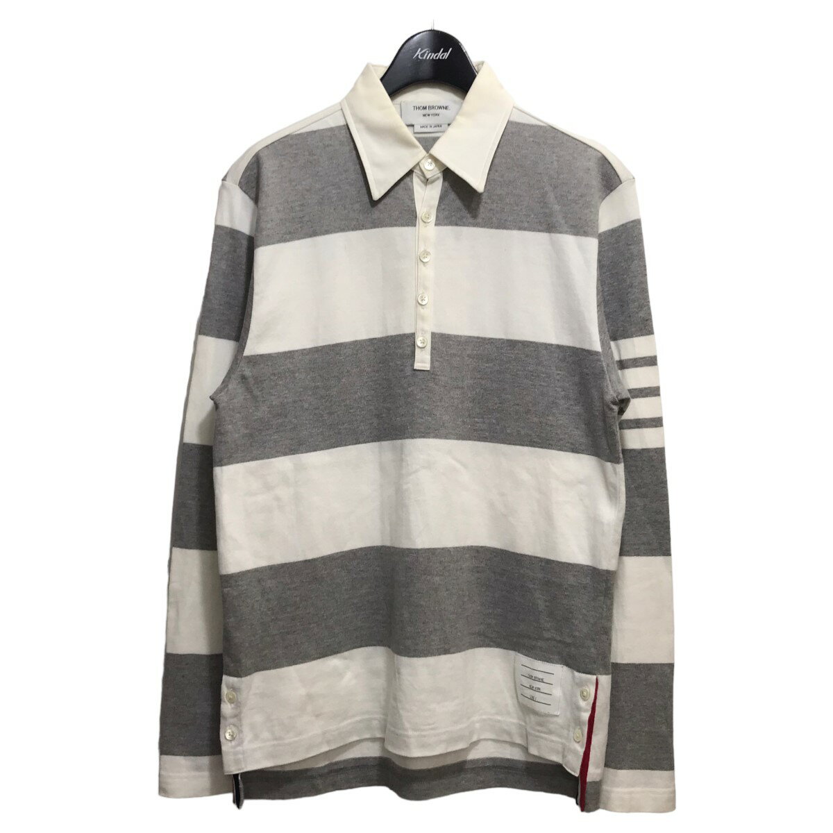 yÁzTHOM BROWNE@Rugby Stripe Relaxed Fit Long Sleeve Polo O[ TCYF1 y300324zigEuEj