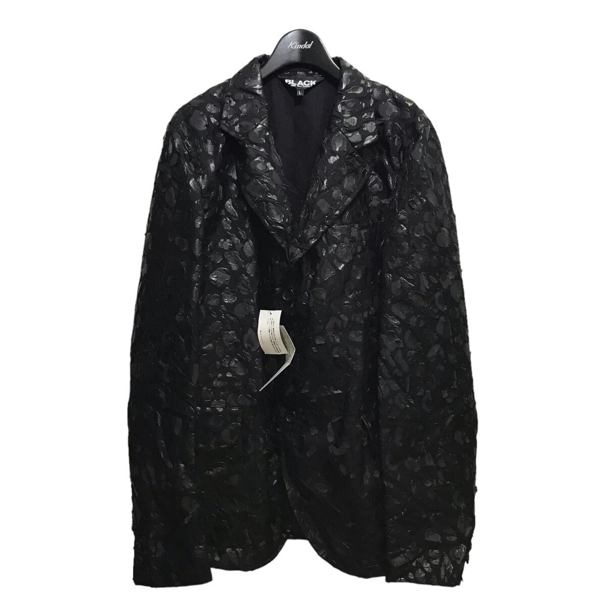 【中古】BLACK　COMME　des　GARCONS　21SS 総柄テーラードジャケット 1G-J004 ブラック サイズ：L 