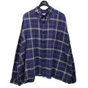 【中古】WhoWhat　ワイドシルエットチェック柄シャツ 5XL SHIRT ブルー・ベージュ サイズ：フリーサイズ 【300324】（フーワット）