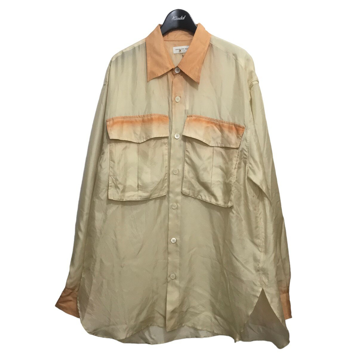 【中古】DRIES VAN NOTEN　24SS ｢CALANDER TRIS 8162 M．W．SHIRT｣シルクシャツ ベージュ サイズ：S 【020424】（ドリスヴァンノッテン）