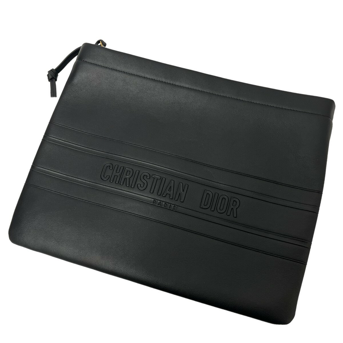 【中古】Christian Dior　レザークラッチバッグ ブラック サイズ：- 【030424】（クリスチャンディオール）