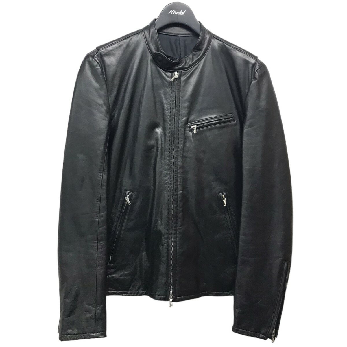 【中古】Lithium homme レザーシングルライダースジャケット ブラック サイズ：46 【030424】（リチウムオム）