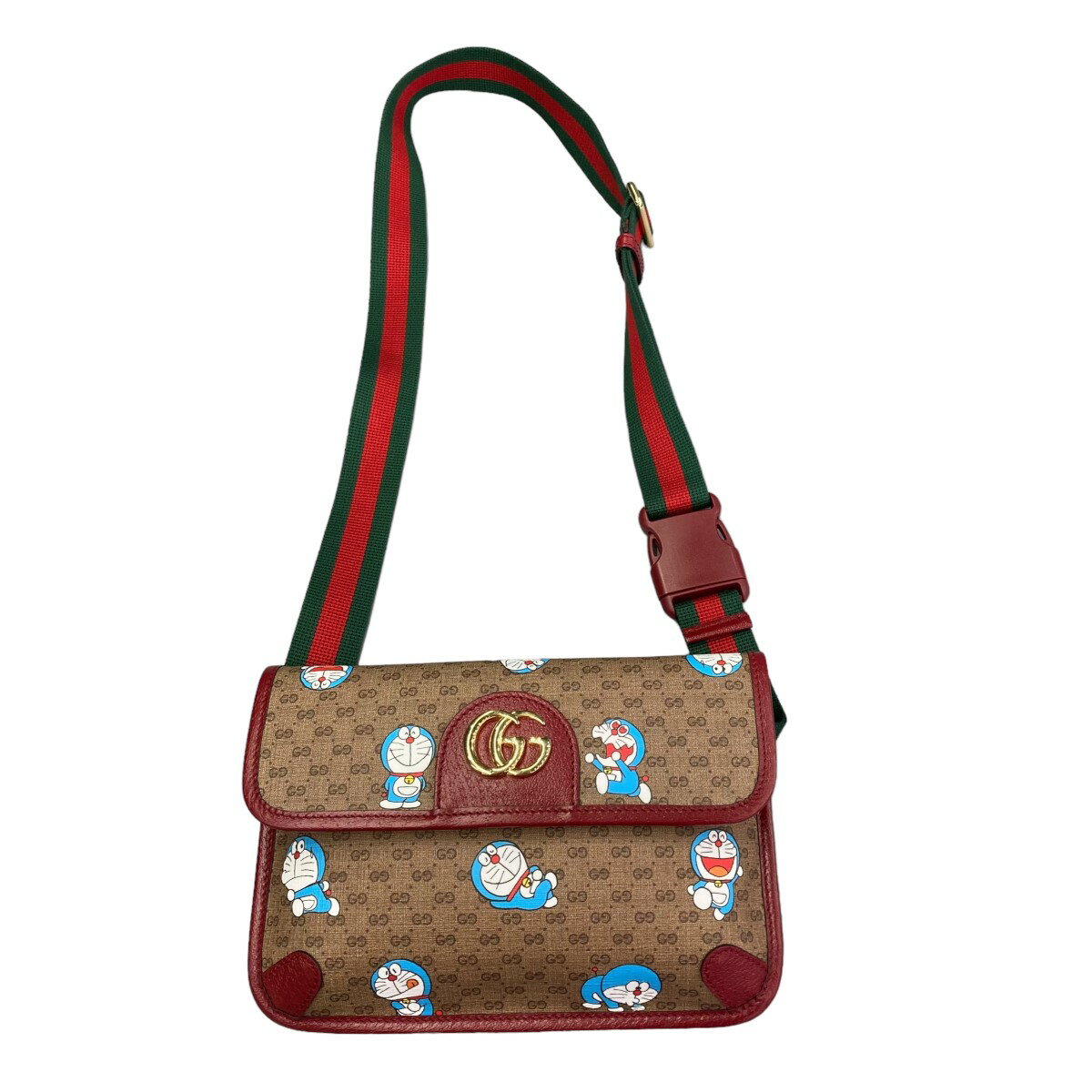 【中古】GUCCI GUCCI×ドラえもん ミニGGスプリーム ベージュ×ボルドー サイズ：ONE 【030424】（グッチ）