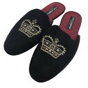 【中古】DOLCE＆GABBANA ｢encrusted crown patch slippers｣ビジューシューズ ブラック サイズ：-(約28cm) 【060424】（ドルチェアンドガッバーナ）