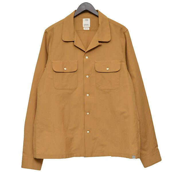 【中古】VISVIM　BOOMER SHIRT L／S　オープンカラーシャツ　開襟シャツ マスタード サイズ：3 