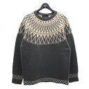 【中古】Subculture NORDIC EXTRAFINEMERINOWOOL SWEATER ノルディック柄セーター グレー／アイボリー系 サイズ：3 【100424】（サブカルチャー）